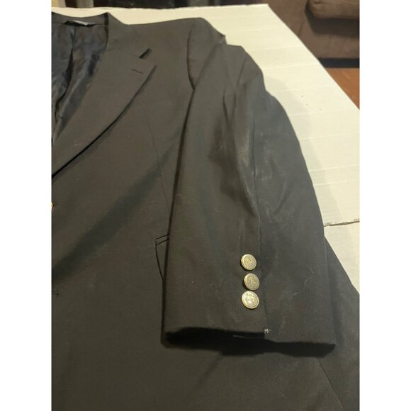 VTG Burberrys Mens Blazer Jacket 100% Pure Wool Black Gold Buttons Size 42R - Picture 8 of 16